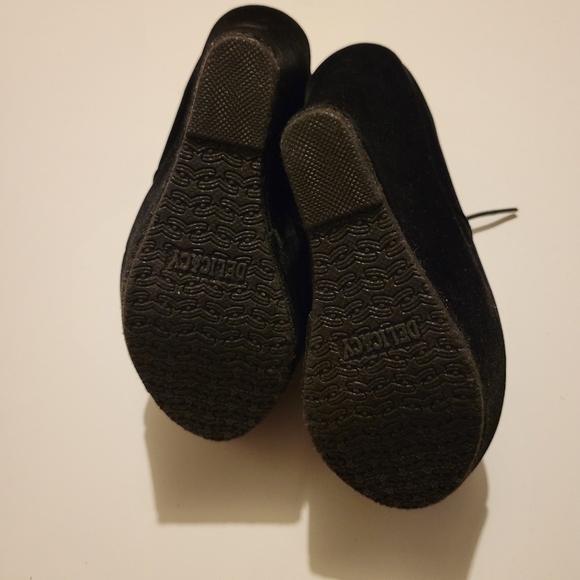 Delicacy Platform Black Suade Wedge Heels 6 - Picture 4 of 11